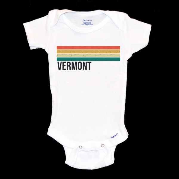 Vermont Baby Onesie®. Green Mountains Onsie®. Modern Stripes. VT Native Shirt. Mountain Mom Gift. 802 Shower Present. New England Apparel.