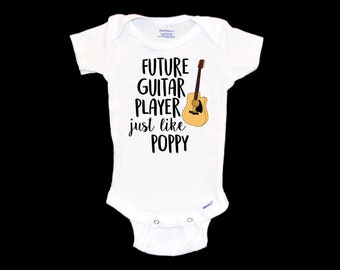 Future Guitar Player just like my Poppy Onesie®®. Future Musician Baby . New Grandfather. Pregnancy Announcement.  Rockstar. Rock Band.