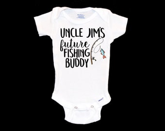 Uncle's Fishing Buddy Onesie®. Future Fisherman Baby Onsie®. New Fun Uncle. I'd Rather Be Fishing. Pregnancy Announcement. Unique Gift.