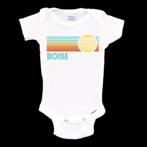 Boise Baby Onesie®®. Idaho Sunshine Onesie®®. Stripes with Sun. Native. New Baby Gift. First Vacation Souvenir. Youth Tshirt. Tee Shirt