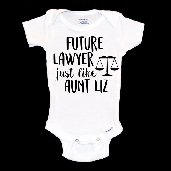 Future Lawyer Like my Aunt Onesie®. New Auntie Onsie®. Gift for New Attorney. Law School Graduate. Surprise Pregnancy Announcement.