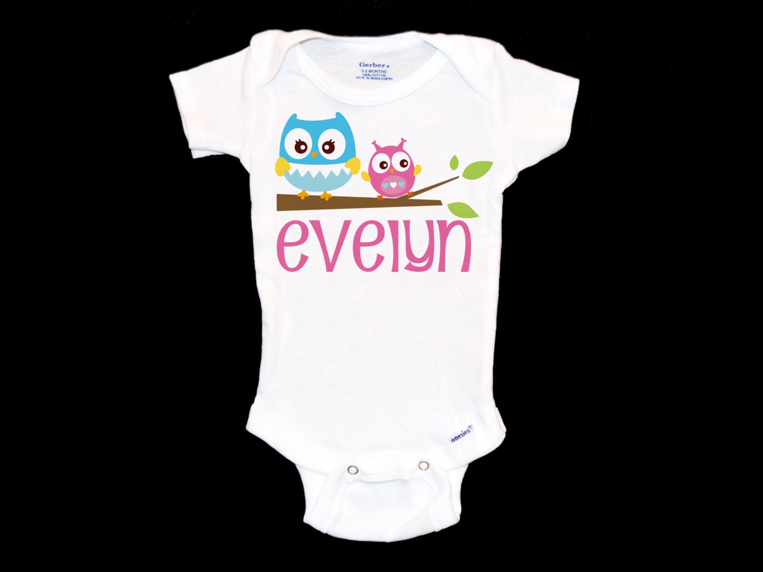 Personalizable Owls Onesie Custom Baby Pink Girl OnePiece Etsy