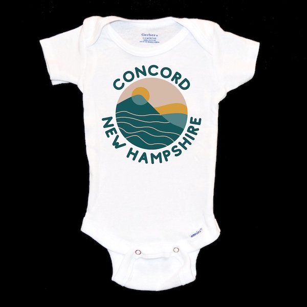 Concord New Hampshire Baby Onesie® 603 Newborn Present. NH Native Onsie® New England Baby Apparel. Baby Shower Gift. Ski Mom. Snowboard Dad.