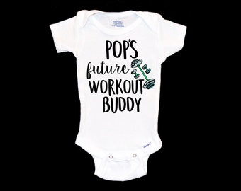 Pop's Future Workout Buddy Onesie®®. My Grandpa is a Gymrat. PopPop Gym Lover. Pregnancy Announcement. Weight Lifter. Work Out. Crossfit.