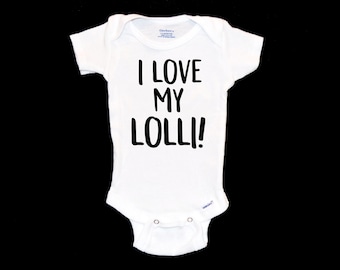 I Love My Lolli Onesie®® Pregnancy Announcement  Grandma. Lolly. Cute Gift for New Grandparents. Modern Infant Apparel. Unique Bodysuit