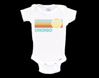 Chicago Baby Onesie®®.  Sunshine Onesie®®. Stripes with Sun. Native. New Baby Gift. First Vacation Souvenir. Youth Tshirt. Shirt