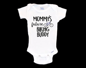 Mommy's Biking Buddy Onesie®. Future Biker Baby Onsie® New Mother. Mountain Biking. I love Cycling. Cyclist. Road Bike. Cycler. Bike Racing.