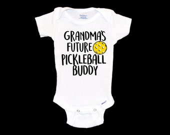 Grandma's Future Pickleball Buddy Onesie®. Doubles Partner Baby Onsie®. New Grandmother. Pickle Ball. Unique Gift. Pregnancy Announcement.