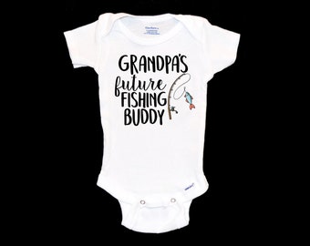 Grandpa's Fishing Buddy Onesie®. Future Fisherman Baby Onesie®. New Grandfather. I'd Rather Be Fishing. Pregnancy Announcement. Unique Gift.