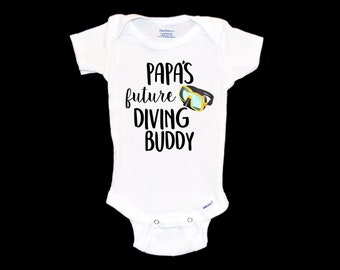 Papa's Future Diving Buddy Onesie®. SCUBA Snorkel Beach Baby Onsie®. Ocean Lover. Pregnancy Announcement. Unique Baby Gift. New Grandfather