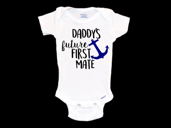 Custom Baby Bodysuit Papas First Mate Sailing Captain Dad Fathers Day Cotton Custom Baby Bodysuit Papas First Mate Sailing Captain Dad Fathers Day Cotton