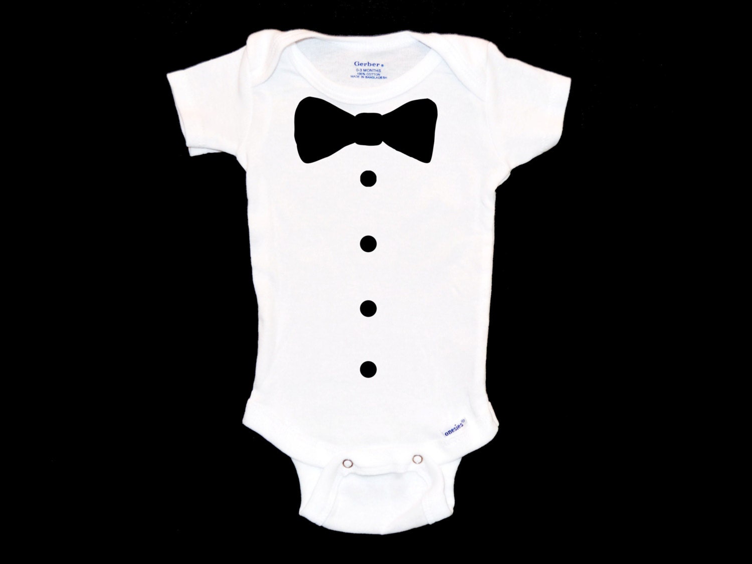 Newborn Bow Tie Onesie Personalized Newborn Boy Gray And White