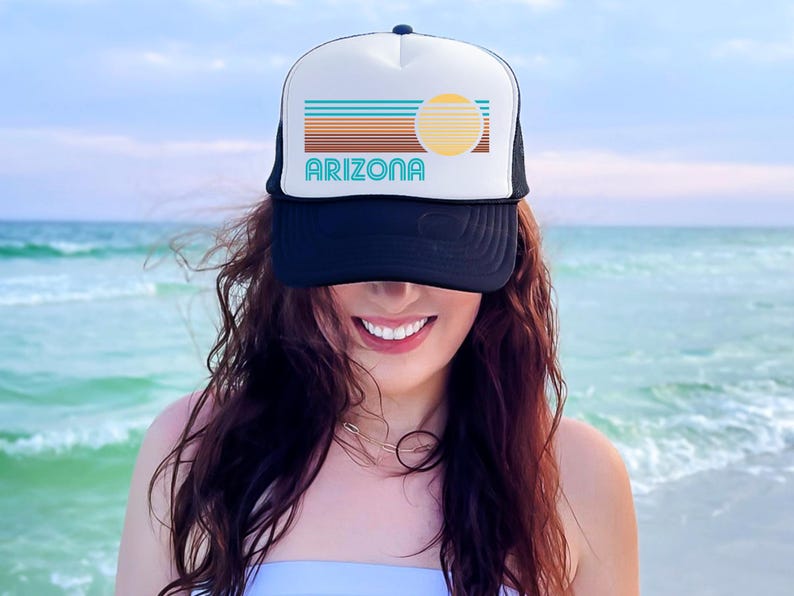 Arizona Modern Hat. Retro Baseball Cap. Modern Sun Stripes Hats. Travel Vacation. Vintage Trucker Hat Fashion. Modern Apparel Gift. bild 2
