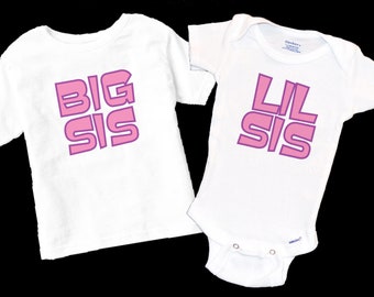 Big Sis Lil Sis Shirts Onsie®s. Sisters Outfits. It's a Girl.  Gender Reveal for Second Child. Sisters. Coordinating Shirt. Little Sister.