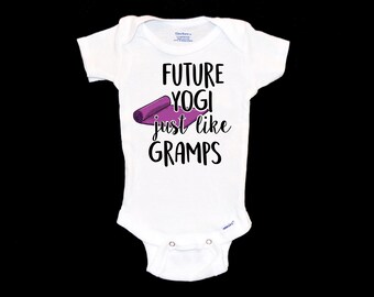 Future Yogi just like Gramps Baby Onesie® Yoga Master. Loves Yoga. Grandpa. New Grandfather.  Pregnancy Announcement We're Pregnant. Namaste
