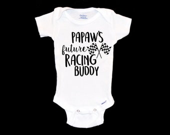 Papaw's Future Racing Buddy Onesie®®. New Grandpa. Gift for New Papa. Racetrack. Speedway. Motocross. Finish Line. Autocross. Drag Racing.