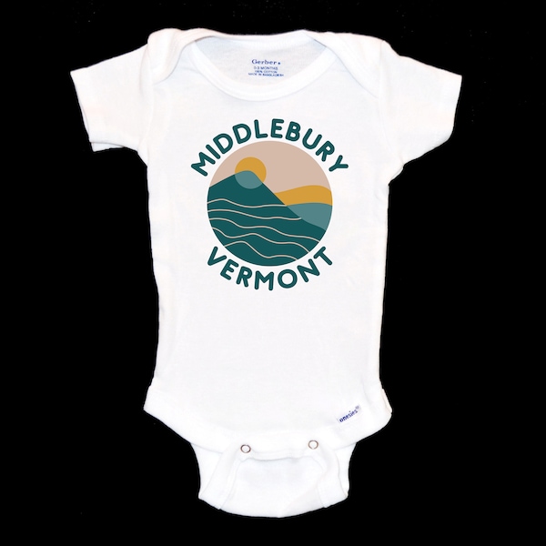 Middlebury Vermont Baby Onesie®. Green Mountains Onsie® Mountain Baby Ski Apparel. New 802 Baby Gift. Baby Shower Present. VT Native Tshirt.