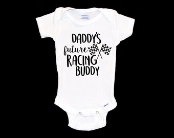 Daddy's Future Racing Buddy Onesie®®. New Father. Gift for New Dad. Racetrack. Speedway. Motocross. Finish Line. Autocross. Drag Racing.