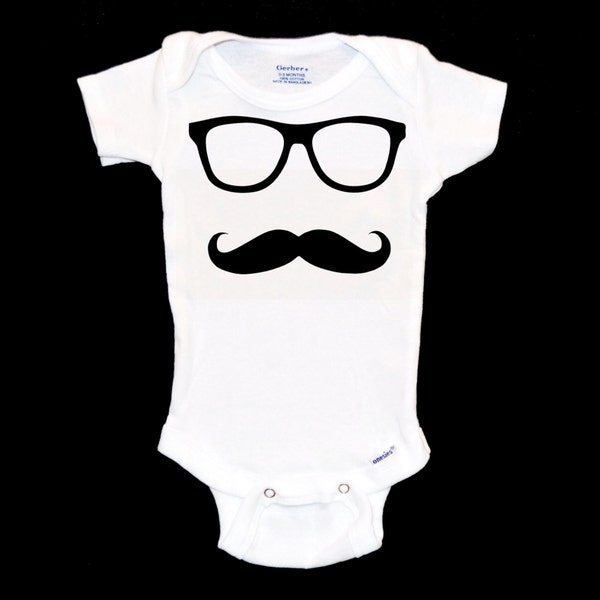 Mustache and Glasses Infant Onesie® - Geek Chic Apparel, Funny Baby Onsie®, Nerdy Toddler Jumpsuit, Modern Kid Outfit, Hipster Baby Onezie