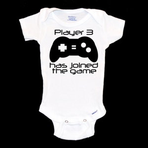 Funny Gamer Onesie® Newborn Video Game Onsie®, Player 3 Has Joined the Game, Geek Chic Baby Shirt, Tech Infant Gear, Baby Shower Gift image 1