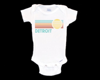 Detroit Baby Onesie®®.  Sunshine Onesie®®. Stripes with Sun. Native. New Baby Gift. First Vacation Souvenir. Youth Tshirt. Shirt