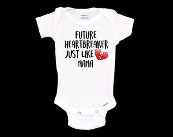 Future Heartbreaker just like Nana Onesie®®. Future Ladies Man Baby Onesie®®. New Mimi. Heart Breaker. Pregnancy Announcement. Unique Gift.