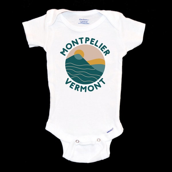 Montpelier Vermont Baby Onesie®. 802 Newborn Present. Green Mountains Onsie®. New England Apparel. VT Baby Shower Gift. Ski Trip Souvenir.