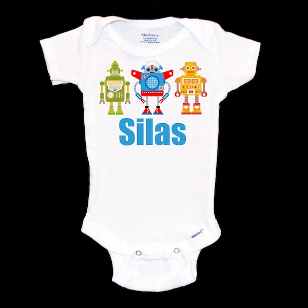 Robots Kid's Onesie® - Custom Baby Boy Onsie®, Personalizable Newborn Outfit, Unique Infant Bodysuit, Customizable Baby Name Gift