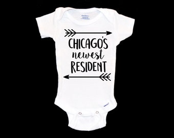 Chicago Illinois Pregnancy Announcement. Baby Onesie®®. We're Pregnant.  I'm Expecting. Onesie®®. Newest Resident. Population +1. Chi Town.
