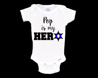 Sheriff Pop is My Hero Onesie®. Sheriff's Badge Onesie®, County Department, Thin Blue Line, New Grandfather, Sheriff's Deputy, Grandpa Gift