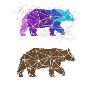 geometric bear machine embroidery digital download file