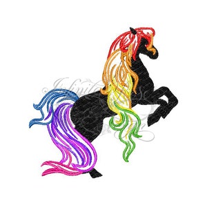 Rainbow horse digital embroidery design,machine embroidery, digital download