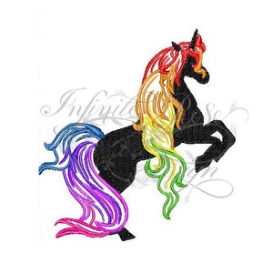 Rainbow Unicorn machine embroidery pattern, digital download embroidery file