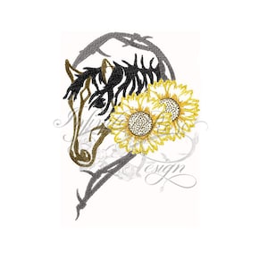 horse with sunflowers