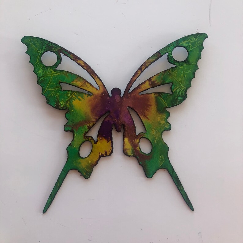 Hand Painted Metal Butterfly Wall Decor Etsy
