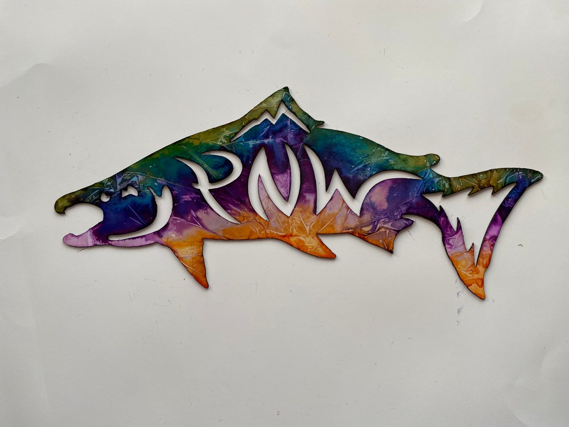 PNW Salmon Metal Wall Art Etsy