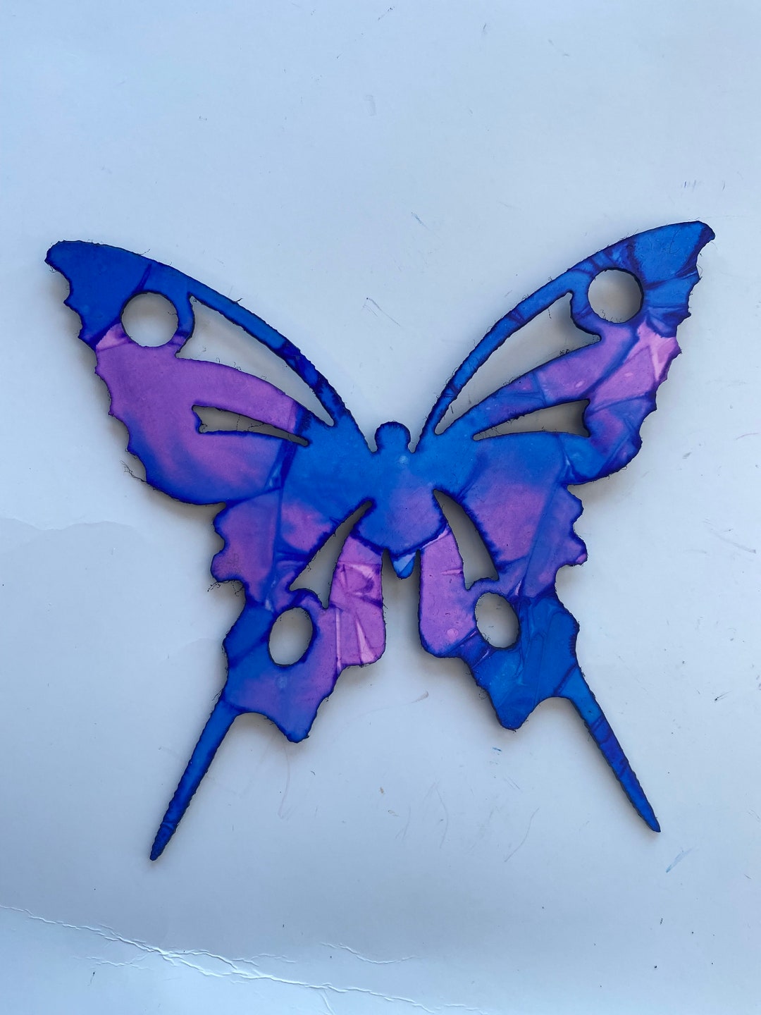 Hand Painted Metal Butterfly Wall Decor Etsy