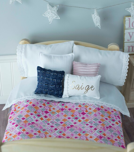 Horse Bedding Dusty Pink Doll Bedding Set 18 Inch Doll Bedding 18 Doll Blanket Bedding Pink And Orange Jean Pillow Girls Gift