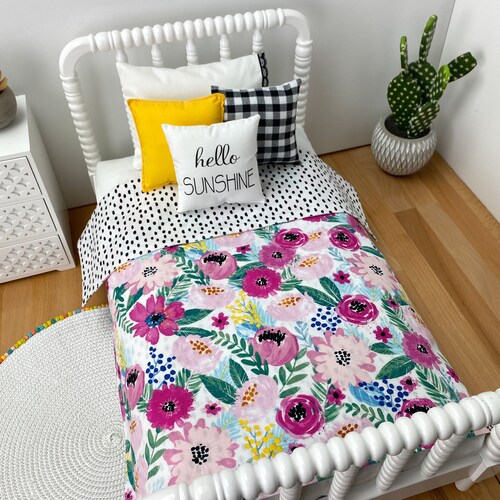 Floral Doll Bedding for 18 Dolls Hello Sunshine Pillow Etsy