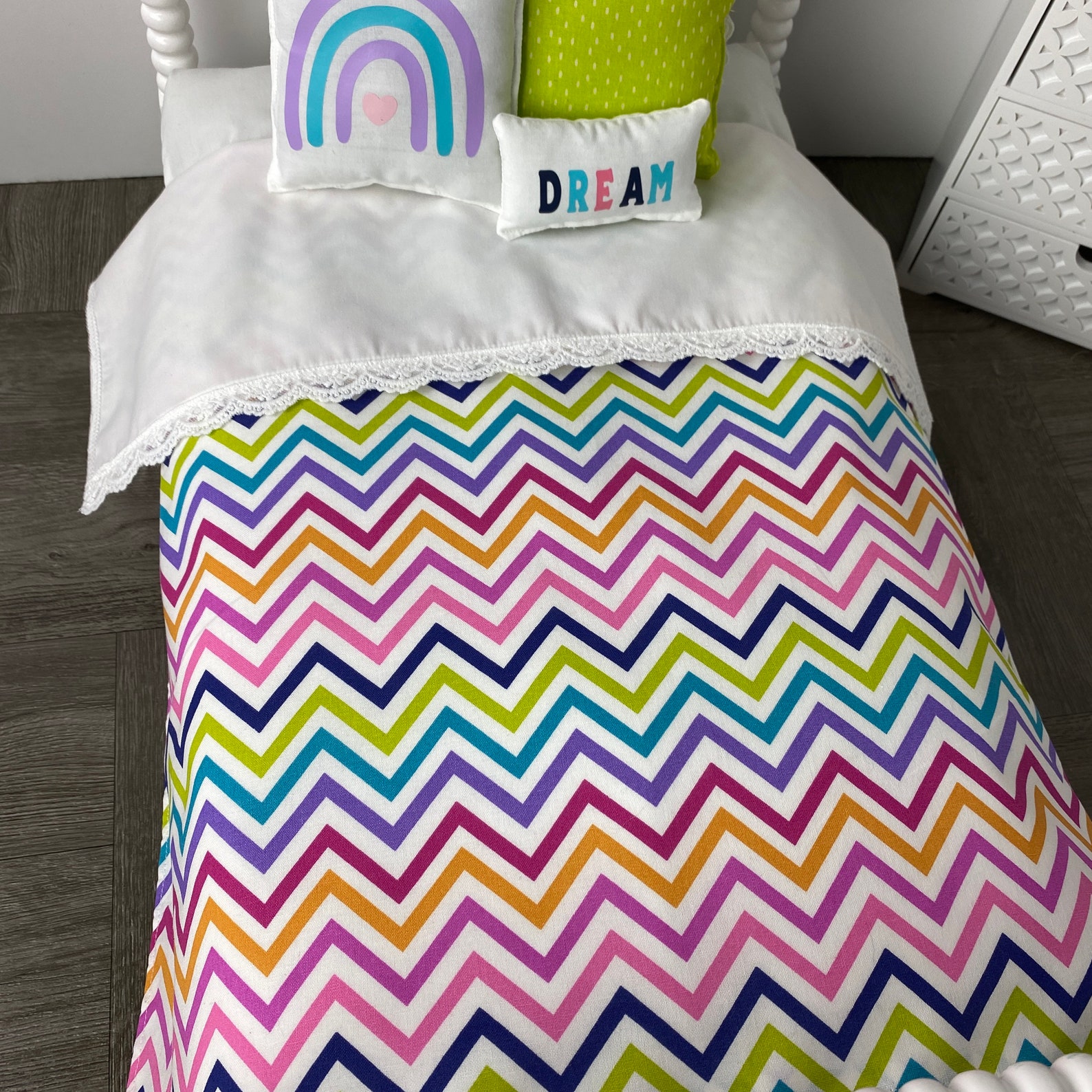 18 Inch Rainbow Doll Bedding Colorful Doll Bedding Doll Etsy