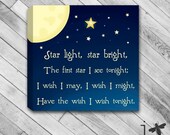 Star Light Star Bright - Nursery Rhyme Canvas Wall Art