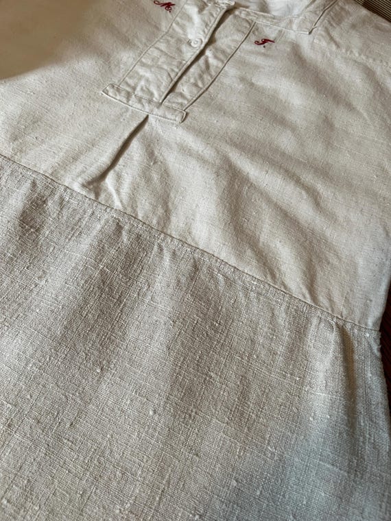 Antique French linen handmade dress - image 9