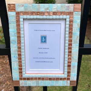 Light Blue and Copper Mosaic Picture Frame