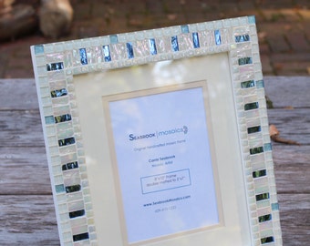 White and Blue - Mosaic Picture Frame (Wedding Frame)