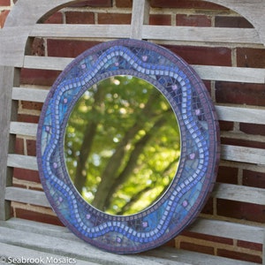 Round Mosaic Mirror - Purple/Blue