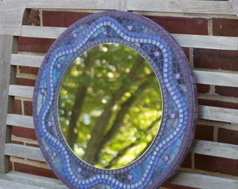 Round Mosaic Mirror - Purple/Blue