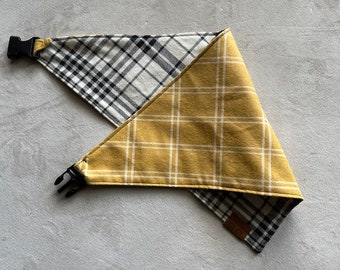 Yellow Plaid Reversible Dog Bandana