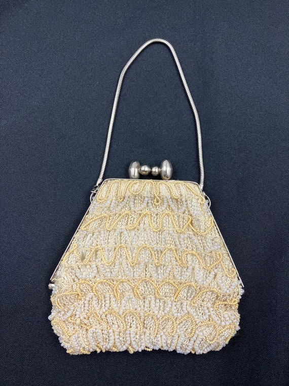 Vintage Beaded Bag - Delicately Strung Seed Pearl… - image 1