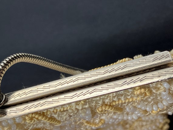 Vintage Beaded Bag - Delicately Strung Seed Pearl… - image 8