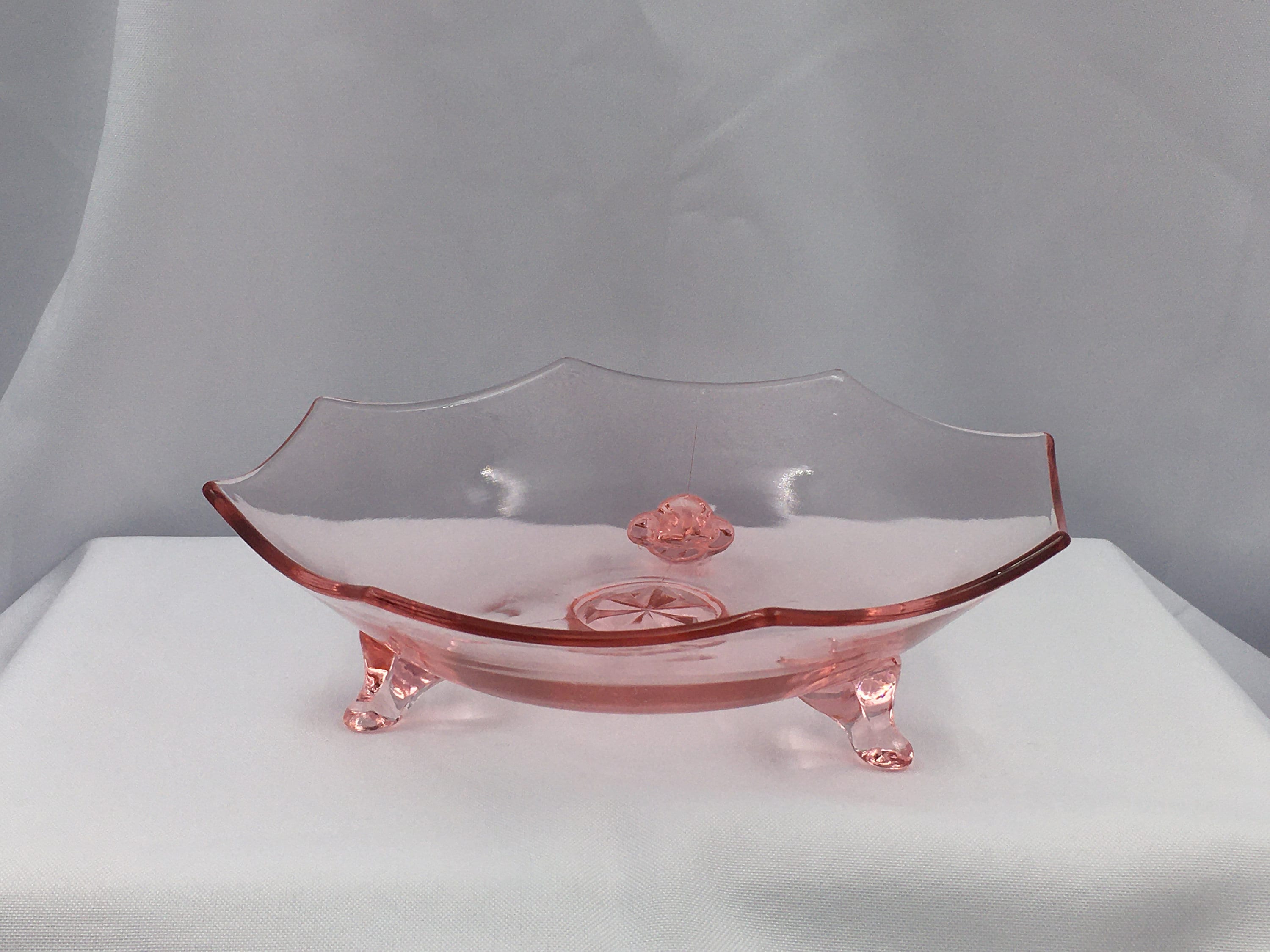 Pink Depression Glass Shallow Candy Dish With Octagon Shape Etsy